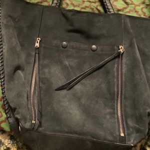 ALL SAINTS tote blue suede with leather handles